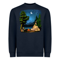 Navy Night Glamping Camp With Wine Heavyweight Sweatshirt - BundleAndBundleShop