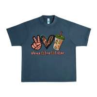 Midnight Navy peace love coffee Urban Heavy Tee - NancyCooperArtShop