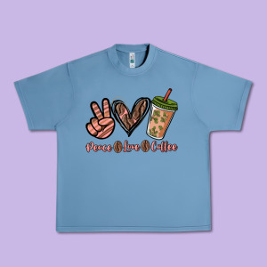 Peace Love Coffee Urban Heavy Tee Designed By Nancycooperartshop
