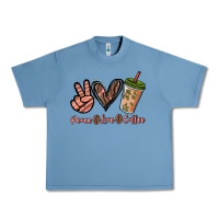 Pebble Blue peace love coffee Urban Heavy Tee - NancyCooperArtShop