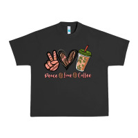Pigment Black peace love coffee Urban Heavy Tee - NancyCooperArtShop