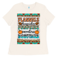 Bone Flannels Hayrides Pumpkins Sweaters Bonfires Ladies Tee - Artiststas