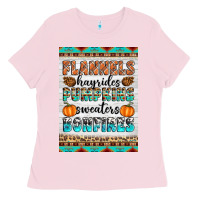 Bubblegum Pink Flannels Hayrides Pumpkins Sweaters Bonfires Ladies Tee - Artiststas