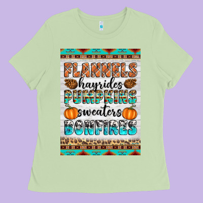 Flannels Hayrides Pumpkins Sweaters Bonfires Ladies Tee Designed By Artiststas