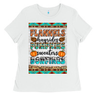 White Flannels Hayrides Pumpkins Sweaters Bonfires Ladies Tee - Artiststas