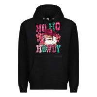 Black ho ho howdy santa pink christmas Premium Hoodie - CowGirlArtShop