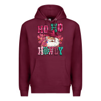 Burgundy ho ho howdy santa pink christmas Premium Hoodie - CowGirlArtShop