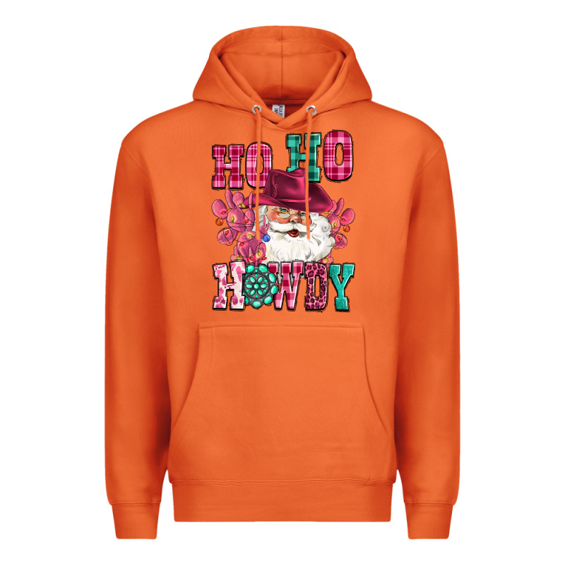 Ho Ho Howdy Santa Pink Christmas Premium Hoodie by CowGirlArtShop | Teevron