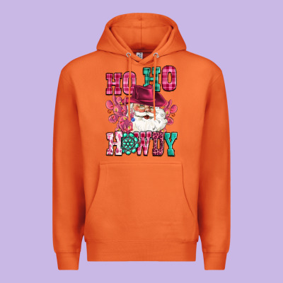 Ho Ho Howdy Santa Pink Christmas Premium Hoodie Designed By Cowgirlartshop