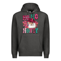 Charcoal Heather ho ho howdy santa pink christmas Premium Hoodie - CowGirlArtShop