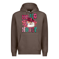 Coffee ho ho howdy santa pink christmas Premium Hoodie - CowGirlArtShop