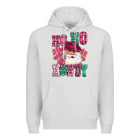 Dove Grey ho ho howdy santa pink christmas Premium Hoodie - CowGirlArtShop