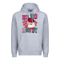 Heather Grey ho ho howdy santa pink christmas Premium Hoodie - CowGirlArtShop