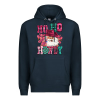 Navy ho ho howdy santa pink christmas Premium Hoodie - CowGirlArtShop