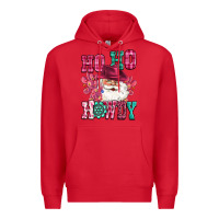 Red ho ho howdy santa pink christmas Premium Hoodie - CowGirlArtShop