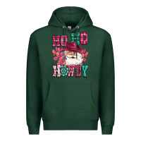 Sports Green ho ho howdy santa pink christmas Premium Hoodie - CowGirlArtShop