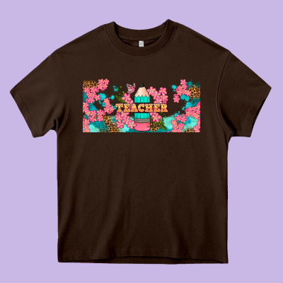 Teacher Floral Pencil Libbey Glass Heavy Core Tee Designed By Bundleandbundleshop