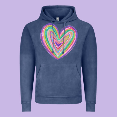 Valentine's Day Colorful Heart Vintage Hoodie Designed By Maliassmallbusiness