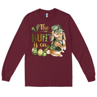 Burgundy The Hunt Is On Long Sleeve Tee - BundleAndBundleShop