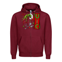 Burgundy Christmas Character Zipper Hoodie - NancyCooperArtShop