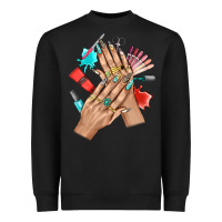 Black Western Nail Art With Nail Material Bbs Heavyweight Sweatshirt - BundleAndBundleShop