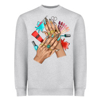 Heather Grey Western Nail Art With Nail Material Bbs Heavyweight Sweatshirt - BundleAndBundleShop