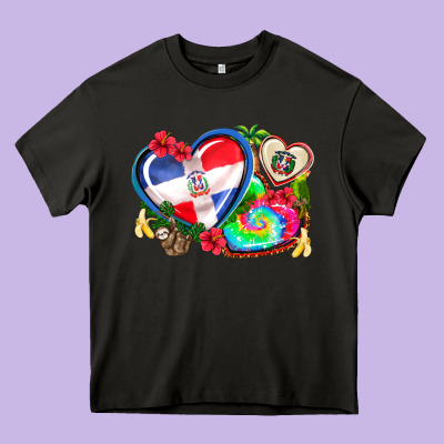 Western Leopard  Dominican Republic  Hearts Heavy Core Tee Designed By Adodesignshop