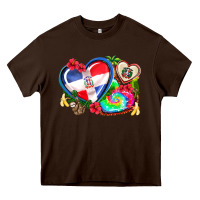 Chocolate Brown western leopard  dominican republic  hearts Heavy Core Tee - AdoDesignShop