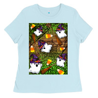 Baby Blue Halloween ghost Ladies Tee - Artiststas
