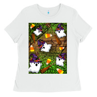 White Halloween ghost Ladies Tee - Artiststas
