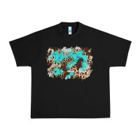 Black cowhide leopard turquoise background Urban Heavy Tee - AdoDesignShop