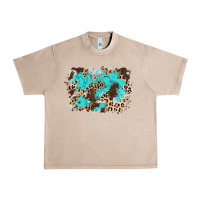 French Oak cowhide leopard turquoise background Urban Heavy Tee - AdoDesignShop