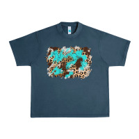 Midnight Navy cowhide leopard turquoise background Urban Heavy Tee - AdoDesignShop