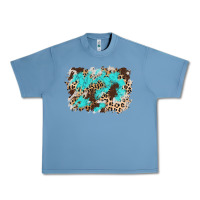 Pebble Blue cowhide leopard turquoise background Urban Heavy Tee - AdoDesignShop