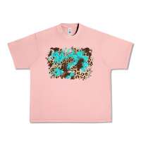 Salmon cowhide leopard turquoise background Urban Heavy Tee - AdoDesignShop