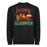 Black Happy Glamper Camp Heavyweight Sweatshirt - BundleAndBundleShop