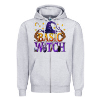 Heather Grey Basic Witch Zipper Hoodie - texasbilliewilder