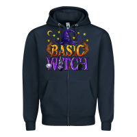 Navy Basic Witch Zipper Hoodie - texasbilliewilder