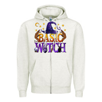 Oatmeal Heather Basic Witch Zipper Hoodie - texasbilliewilder
