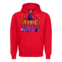 Red Basic Witch Zipper Hoodie - texasbilliewilder