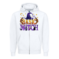 White Basic Witch Zipper Hoodie - texasbilliewilder