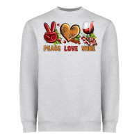 Heather Grey Peace Love Wine Heavyweight Sweatshirt - BundleAndBundleShop