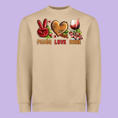 Peace Love Wine Heavyweight Sweatshirt Designed By Bundleandbundleshop