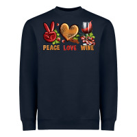 Navy Peace Love Wine Heavyweight Sweatshirt - BundleAndBundleShop
