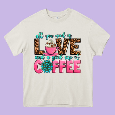 All You Need Is Love And A Good Cup Of Coffee Heavy Core Tee Designed By Adodesignshop