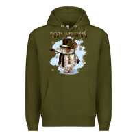 Army Green merry christmas snowman Premium Hoodie - CowGirlArtShop
