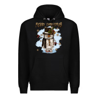 Black merry christmas snowman Premium Hoodie - CowGirlArtShop