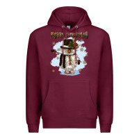 Burgundy merry christmas snowman Premium Hoodie - CowGirlArtShop