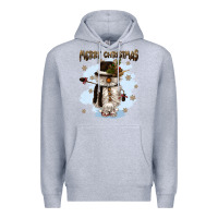 Heather Grey merry christmas snowman Premium Hoodie - CowGirlArtShop