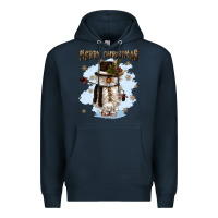 Navy merry christmas snowman Premium Hoodie - CowGirlArtShop